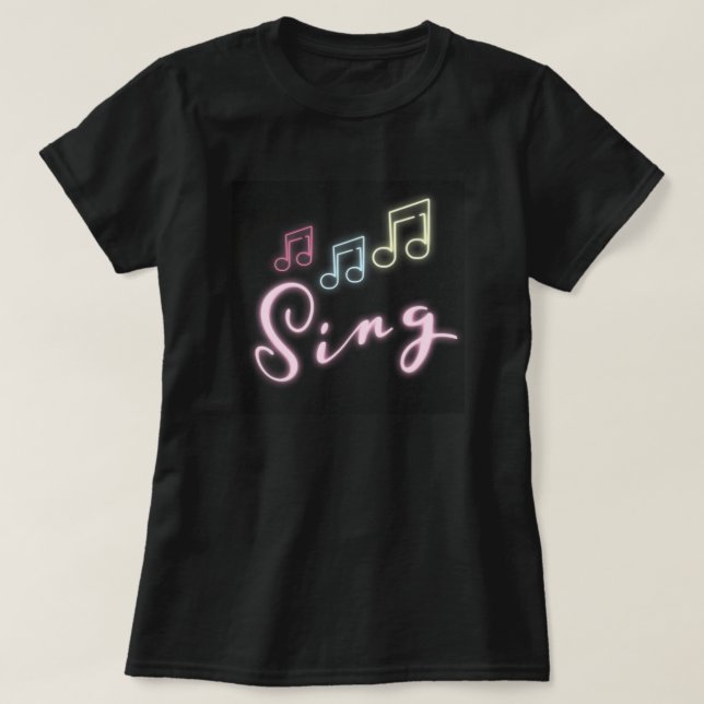 Personalisierte SING mit Musiknoten T-Shirt (Design vorne)