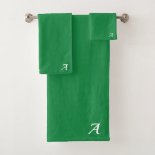 personalisierte Sitte in Naturgrün Badhandtuch Set