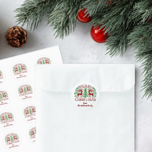 Personalisierte skandinavische Frohe Weihnachten Runder Aufkleber