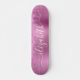 Personalisierte Skateboard für rosa Glitzer treibe