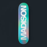 Personalisierte Skateboards Name Holographic Unico<br><div class="desc">Diese farbenfrohen Skateboards können Sie ganz einfach auf der Holographic Unicorn-Ästhetik personalisieren. Fügen Sie Ihren Namen,  wählen Sie Schriftart,  ändern Sie Größe und Position,  fügen Sie Clipart,  Fotos und Formen.</div>