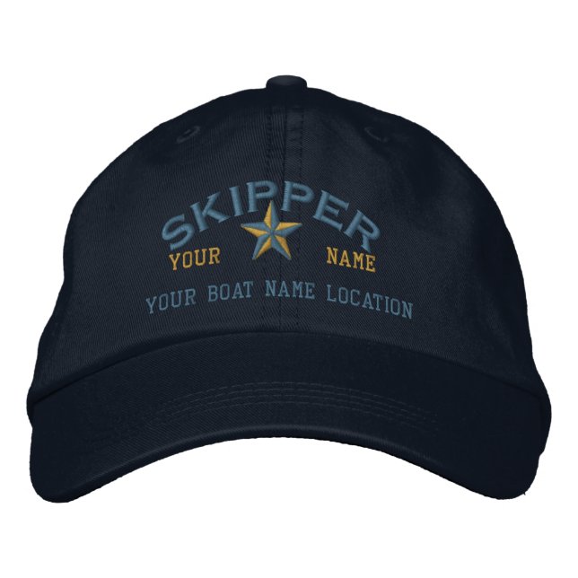 Personalisierte SKIPPER Star Ball Cap Stickerei Bestickte Kappe (Vorderseite)