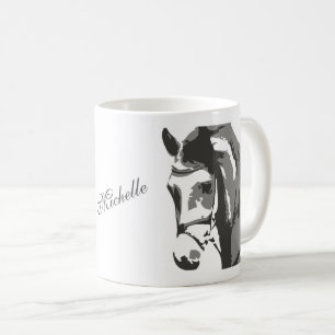 Personalisierte Skizze für Pferde in Grau Kaffeetasse