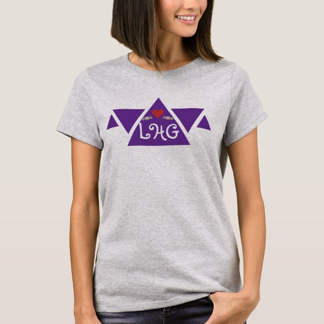Personalisierte Skriptinitialen Triangle Heart Wom T-Shirt (Vorderseite)