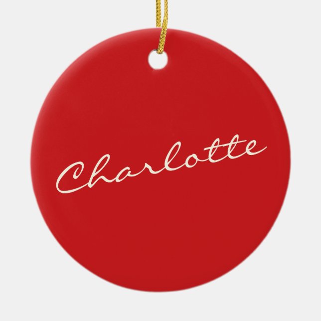 Personalisierte Skripttypografie Name Christmas Re Keramik Ornament (Vorne)