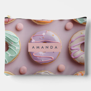 Personalisierte skurrile Pastell-Donuts & Macarons Zubehörtasche