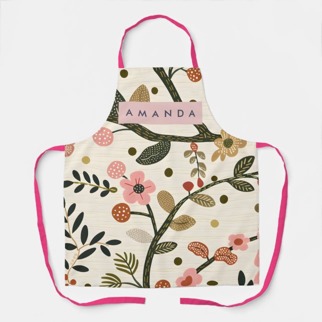 Personalisierte skurrile Retro-Herbstblume Schürze (Vorderseite)