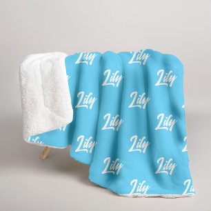 Personalisierte Sky Blue Winter Sherpa Decke mit N Sherpadecke