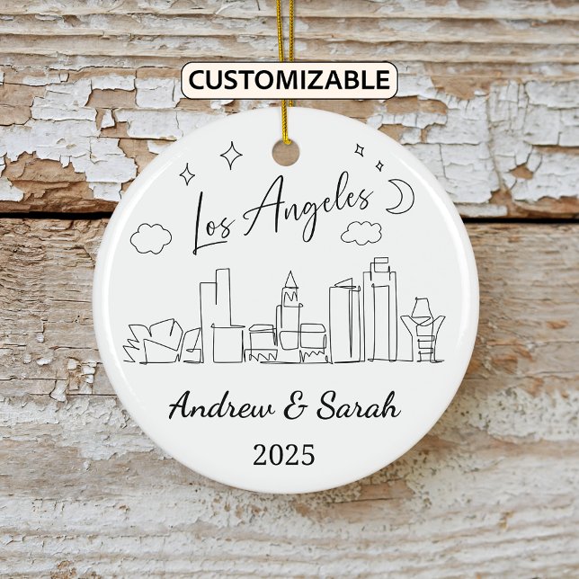Personalisierte Skyline Los Angeles, Kalifornien Keramik Ornament (Von Creator hochgeladen)