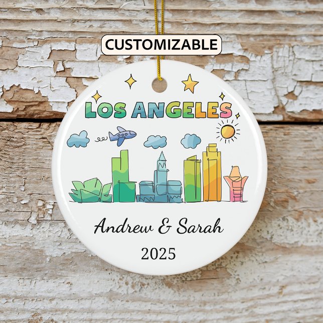 Personalisierte Skyline Los Angeles, Kalifornien Keramik Ornament (Von Creator hochgeladen)