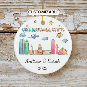 Personalisierte Skyline Oklahoma City, Oklahoma Keramik Ornament