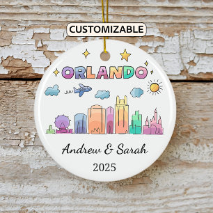 Personalisierte Skyline Orlando Ornament, Florida Keramik Ornament