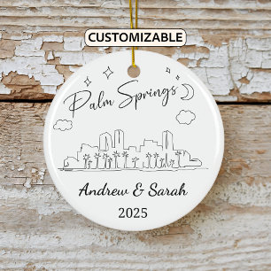 Personalisierte Skyline Palm Springs, Kalifornien Keramik Ornament