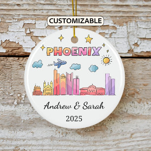 Personalisierte Skyline Phoenix Ornament, Arizona Keramik Ornament
