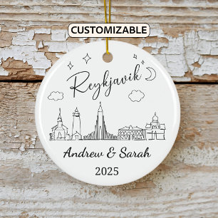 Personalisierte Skyline Reykjavik Ornament, Island Keramik Ornament