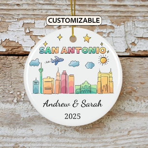 Personalisierte Skyline San Antonio Ornament, Texa Keramik Ornament