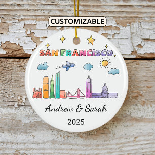Personalisierte Skyline San Francisco, Kalifornien Keramik Ornament