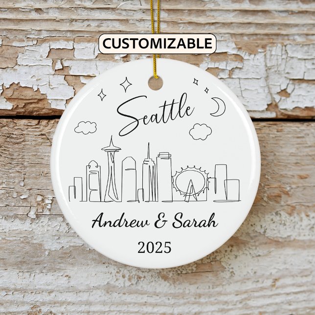 Personalisierte Skyline Seattle Ornament, Washingt Keramik Ornament (Von Creator hochgeladen)