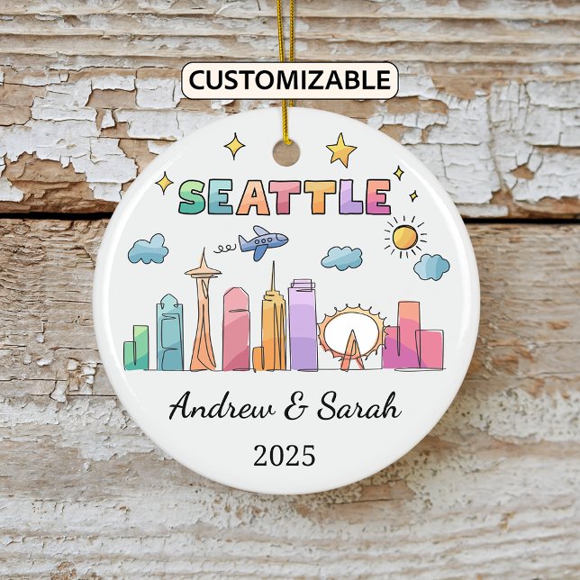 Personalisierte Skyline Seattle Ornament, Washingt Keramik Ornament (Von Creator hochgeladen)