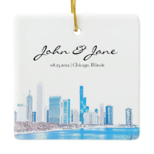 Personalisierte Skyline von Chicago im Winter