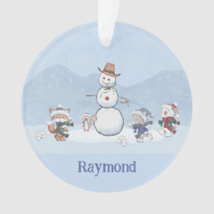 Personalisierte Snowball-Kämpfe Custom Snowman Ani Ornament