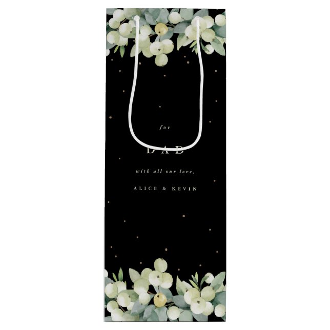 Personalisierte Snowberry+Eukalyptus Weihnachten Geschenktüte Für Weinflaschen (Vorderseite)