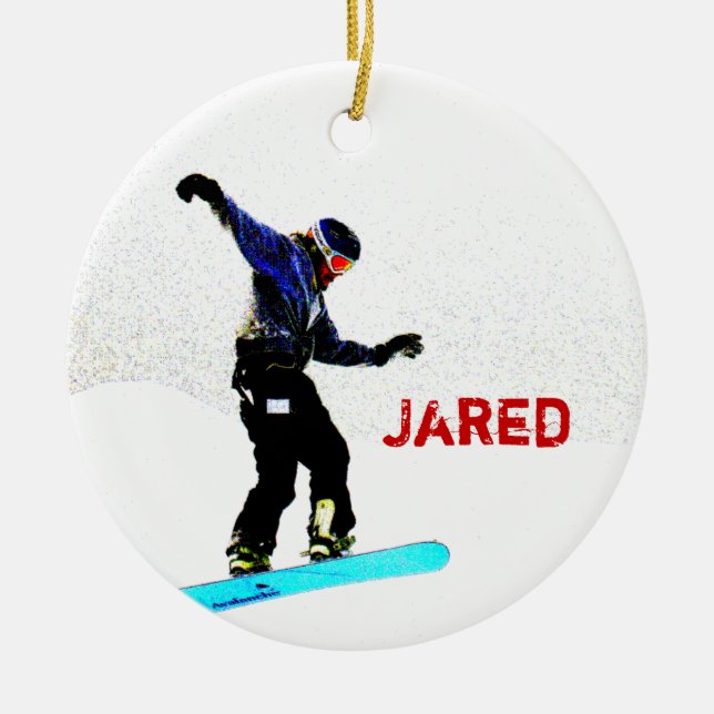 Personalisierte Snowboarding-Weihnachtsverzierung Keramik Ornament (Vorne)