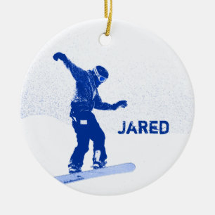Personalisierte Snowboarding-Weihnachtsverzierung Keramikornament