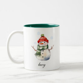 Personalisierte Snowman Weihnachts-Tasse Zweifarbige Tasse