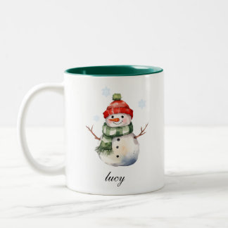 Personalisierte Snowman Weihnachts-Tasse Zweifarbige Tasse