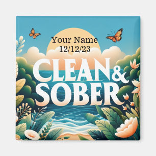 Personalisierte Sobriety Clean & Sober Magnet