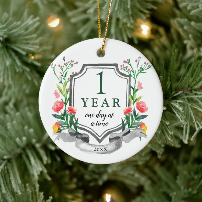 Personalisierte Sobrities 1 Jahr Jubiläum Narr Keramik Ornament (Baum)