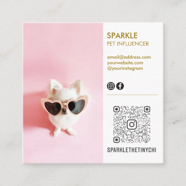 Personalisierte Social Media Doppelte Foto QR Quadratische Visitenkarte (Vorderseite)