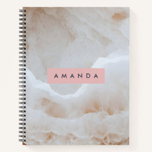 Personalisierte Soft Cream Onyx Marmortextur Notizbuch