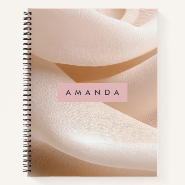 Personalisierte Soft Pastel Minimaler Stoff Textur Notizbuch (Vorderseite)