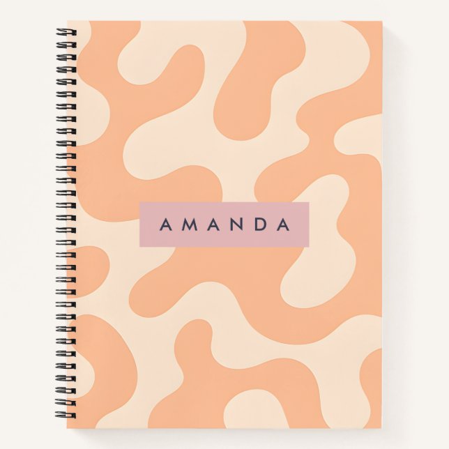 Personalisierte Soft Peach Pastell Abstract Camo Notizbuch (Vorderseite)