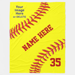 Personalisierte Softball-Fleece-Decke, Text, Foto Fleecedecke