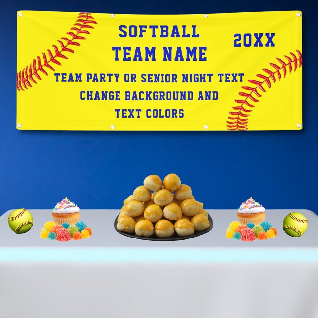 Personalisierte Softball Team Banner mit Ihrem TEX (Softball Team Banners. Softball Senior Night Party Ideas. Blue, Personalized softball banners. )