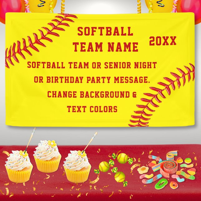 Personalisierte Softball-Teambanner, Ihre FARBEN Banner (Senior Night Softball Ideas. Softball Banner for Senior Night or Softball Birthday Party Banner. )