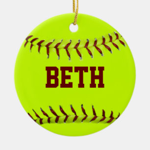 Personalisierte Softball-Verzierung Keramikornament