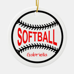 Personalisierte Softball-Weihnachtsverzierung Keramik Ornament