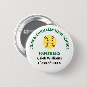 Personalisierte Softballspielerin der Green High S Button
