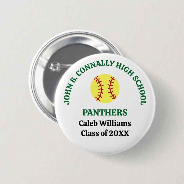 Personalisierte Softballspielerin der Green High S Button (Vorne & Hinten)