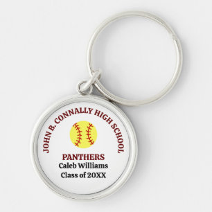 Personalisierte Softballspielerin der Maroon High  Schlüsselanhänger