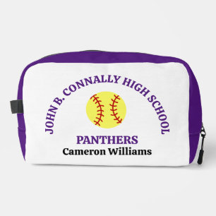 Personalisierte Softballspielerin der Purple High Waschbeutel