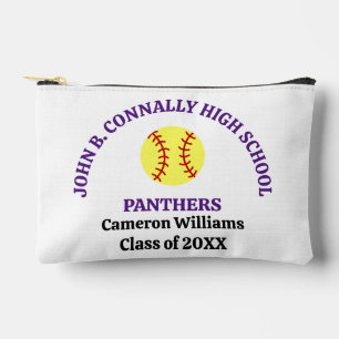 Personalisierte Softballspielerin der Purple High Zubehörtasche