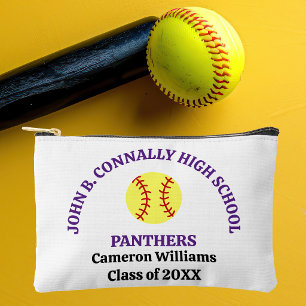 Personalisierte Softballspielerin der Purple High Zubehörtasche
