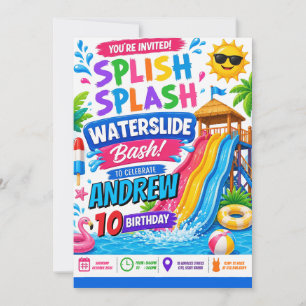 Personalisierte Sommer-Wasserrutsche-Birthday-Bash Einladung