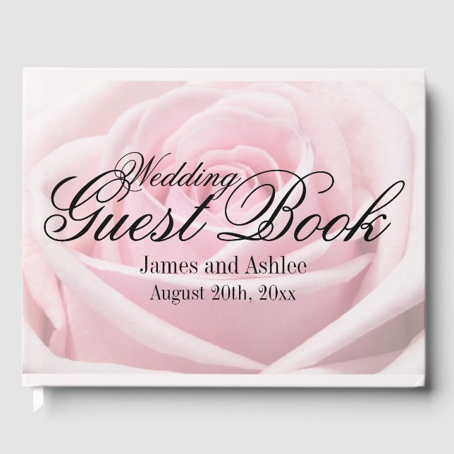 Personalisierte Sommerhochzeit in Pink Rose Gästebuch (Vorderseite)