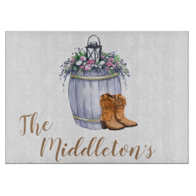 Personalisierte Sommerhochzeit Schneidebrett (Vorderseite)